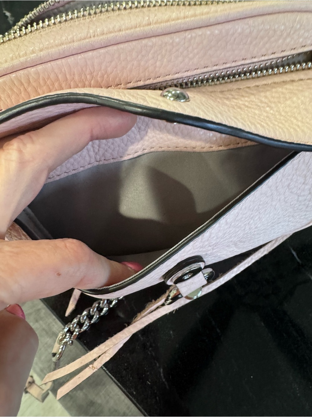 🌸Rebecca Minkoff Mini MAC Blush Pink Pebbled Leather Crossbody Bag Silver - Picture 8 of 14